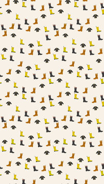Pattern of rain boots and jackets