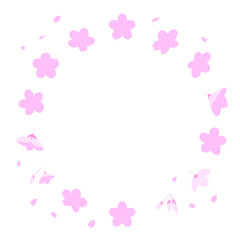 Fototapeta premium 桜の花の丸フレームイラスト 桜吹雪 コピースペース 春