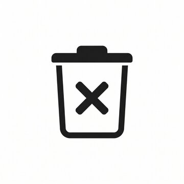 Clean black trash can dustbin icon recycle delete symbol isolated on white background