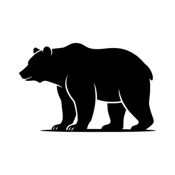 Standing bear silhouette vector illustration, Bear silhouette vector illustration