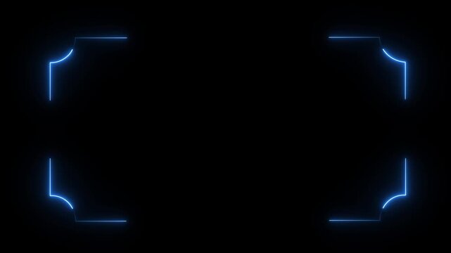Blue neon corner frame border looping light glow overlay animation in motion graphics animation ,4k video.