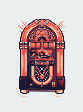Retro Neon Jukebox Art Vintage Music Machine Illustration Detailed Aesthetic Design for Pop Culture Decor