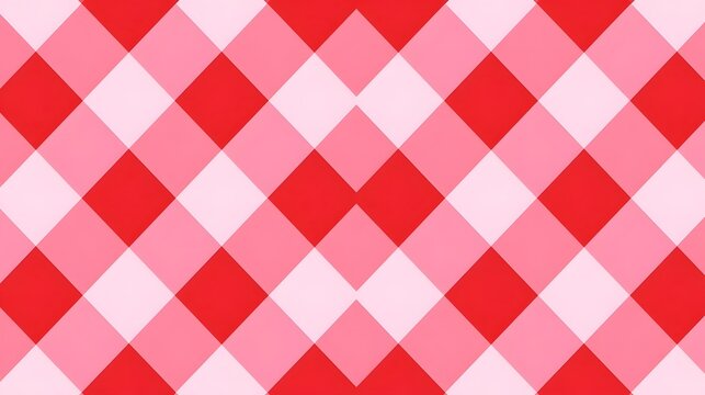Pink and red plaid seamless pattern. Modern geometric checkered background. Soft pastel gingham print for textile, fabric and wrapping paper. Colorful cute preppy pattern. Vector illustration 