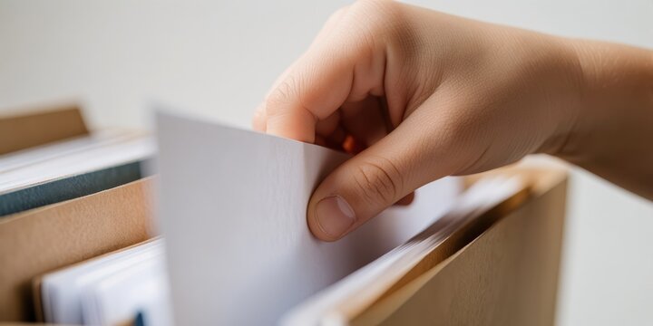 Person organizing documents in a file cabinet representing administrative work and corporate office organization