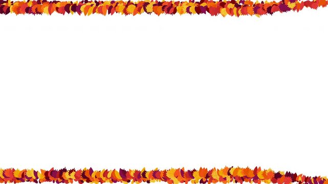 Halloween sale animation with autumn leaf borders on white background