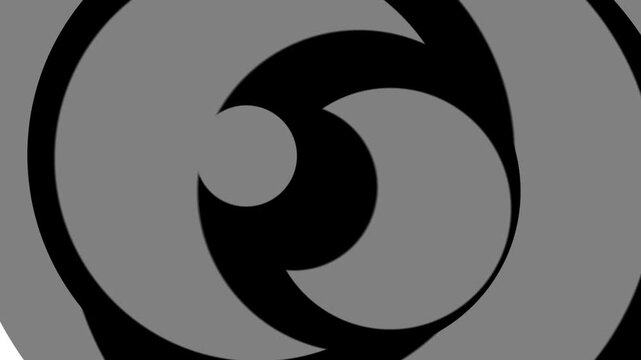 Abstract optical illusion loop zoom in on black and white spiral hypnosis shape dynamic animation video