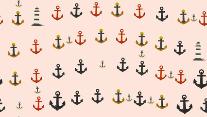 Anchor and Lighthouse Pattern © yunda
