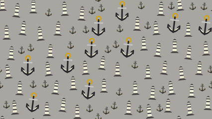 Lighthouse and Anchor Pattern © yunda