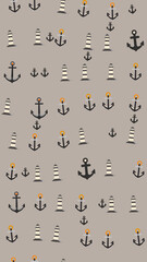 Lighthouses and Anchors Pattern © yunda