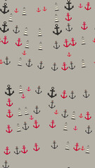 Nautical pattern with anchors and lighthouses © yunda