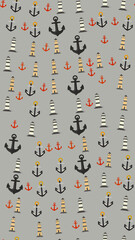 Nautical Pattern with Lighthouses and Anchors © yunda