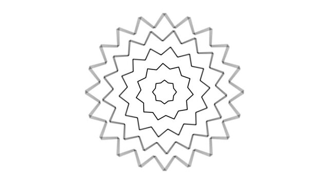 Seamless looping mandala transition effect in clean black and white lines over isolated background video