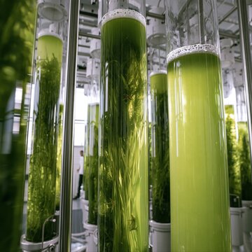 Suspended tubular reactors cultivating algae for sustainable biofuel