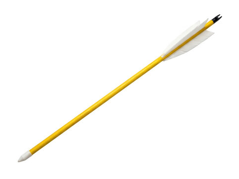 Yellow arrow pointing on white background