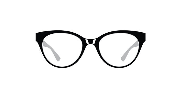 Black cat eye eyeglasses frame vector illustration isolated on a white background representing stylish female eyewear.