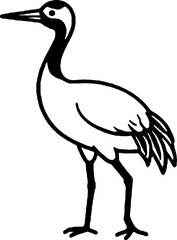Obraz premium Continuous line drawing of a Japanese red crowned crane tsuru