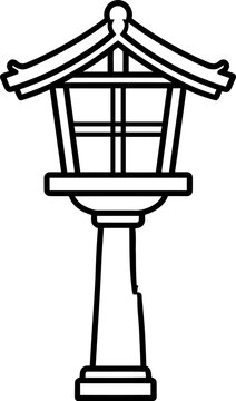 Hand drawn line art of a Japanese stone lantern toro