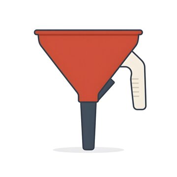 Automotive fuel funnel flat vector illustration car oil gasoline pouring funnel isolated on white background