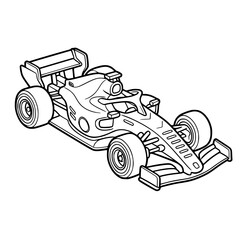 Obraz premium Formula 1 Race Car Line Art — Open-Wheel Racing Vehicle Outline Illustration