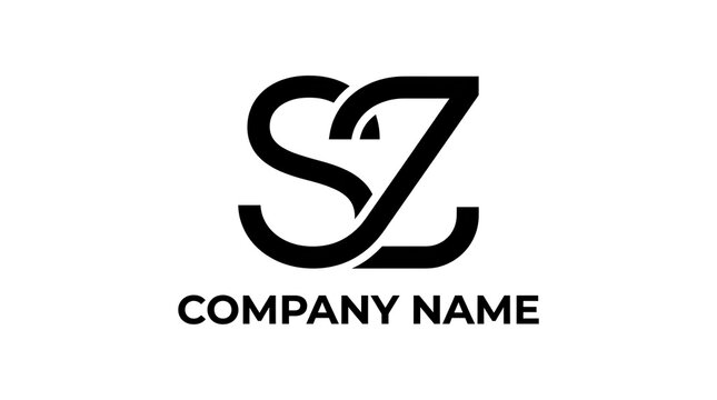 Modern black and white logo design featuring intertwined letters s and j