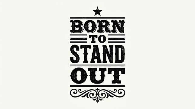 Born to stand out inspirational typography poster with vintage decorative elements