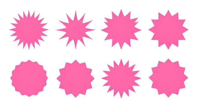 Pink Starburst Price Tag Collection Vector Graphic Isolated White Background Blank Sale Badges   