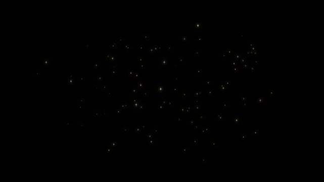 Golden glittering particles floating slowly in dark background for magical festive atmosphere motion footage