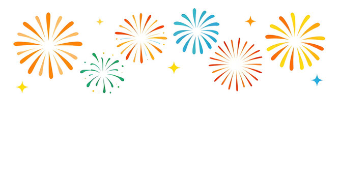 Festive Fireworks Graphic Design Vector Isolated White Background Colorful Party Border   
