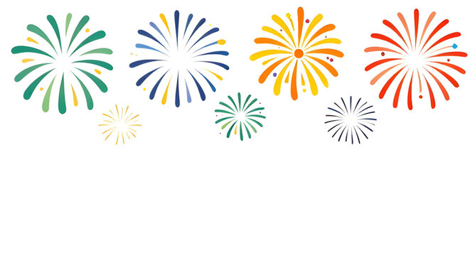 Vector Colorful Fireworks Header Isolated White Background Festive Celebration Frame   