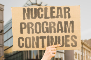 "Nuclear program continues" Iran maintains uranium enrichment activities despite pressure. IRAN. NUCLEAR. ENRICHMENT. PROGRAM. CONTINUES. © AndriiKoval