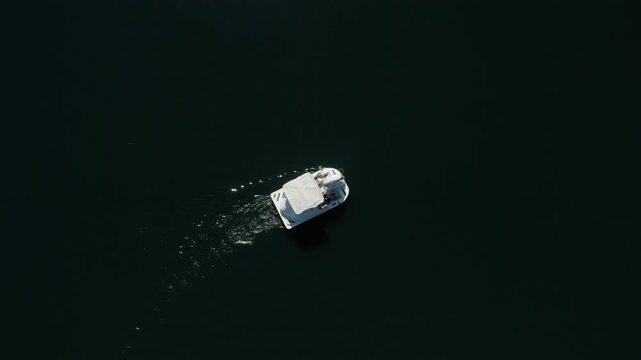 Echo Park Lake Swan Pedal Boat Jib Up to Park Aerial Reveal