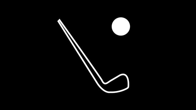 white line art animation of a golf club hitting a ball into motion.Designed for sports broadcast intros, golf club promotions