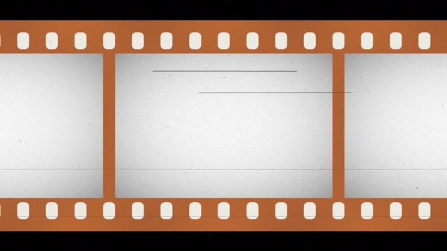 Orange 35mm film negative strip with sprocket holes 4K seamless loop