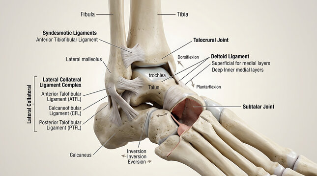 3D Photorealistic Complete Human Ankle Joint Anatomy with Talocrural and Subtalar Articulations
