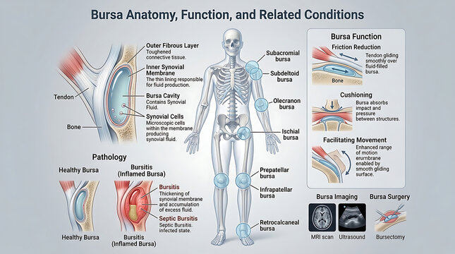 3D Photorealistic Complete Human Bursa Anatomy with Synovial Membrane and Locations