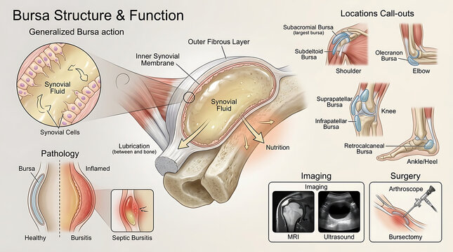 3D Photorealistic Complete Human Bursa Anatomy with Synovial Membrane and Locations