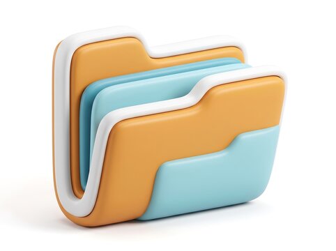 3D colorful file folder icon for business organization with document storage