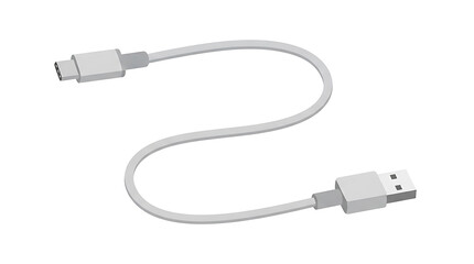 Obraz premium White USB-C to USB-A Charging Cable for Modern Electronic Devices and Data Transfer Solutions