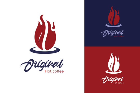 Coffee Bean Flame Logo Design for Hot Beverages and Roastery Branding. coffee bean with a flame symbol to represent freshness and warmth ideal for branding cafes, roasteries, and beverage packaging