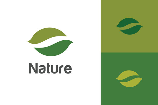 Green Leaf Logo Design for Eco Friendly Brand Identity Nature Symbol. Minimalist Green Leaf Logo Symbol For Environmental, Organic Brand, Or Agricultural.
