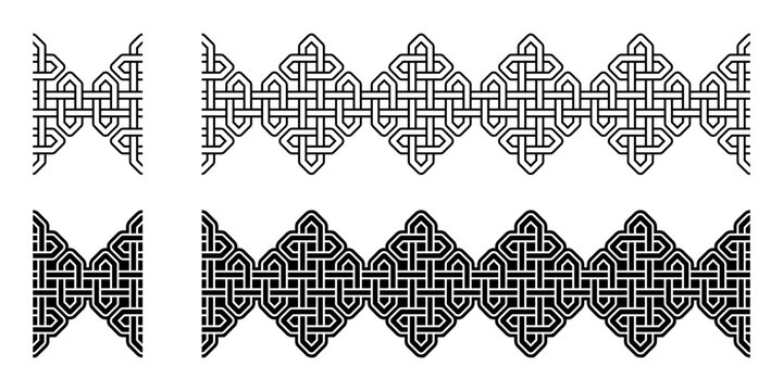 Celtic Knot Style Frame Border Seamless Pattern Vector Graphic Design