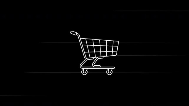shopping cart icon animation on transparent background alpha channel video