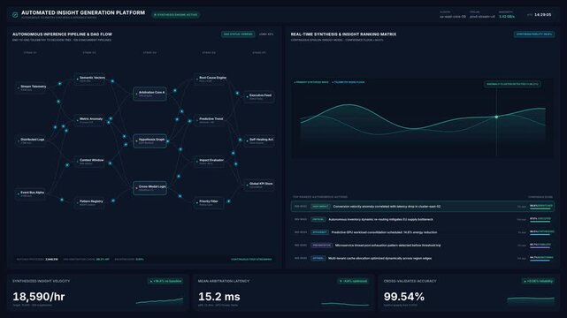 Autonomous inference pipeline gas flow dashboard display, for real-time data analysis, machine learning processing, system monitoring, artificial intelligence automation operations