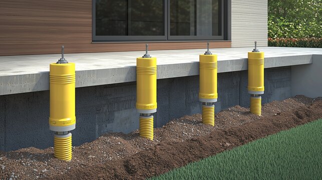 House Foundation Repair Using Steel Pier Stabilization System