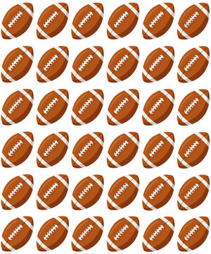 American Football Seamless Pattern Vector EPS with Repeating Footballs on Transparent Background