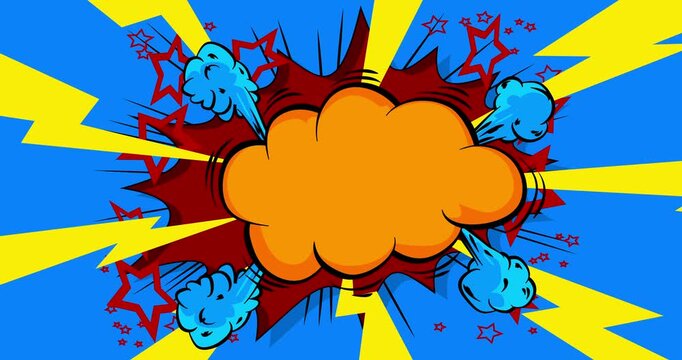 Cartoon background animation, comic book backdrop video. Retro comics pop art design.