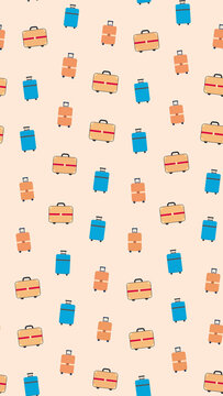 Seamless pattern of stylized suitcases
