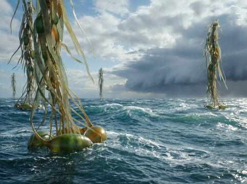 Low-Gravity Ocean World Covered by Colossal Floating Biological Forests