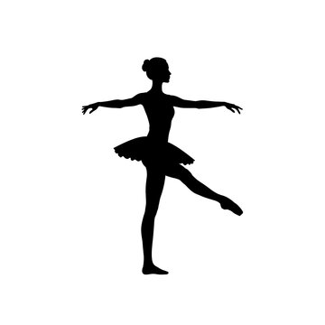 Ballerina degage leg extension silhouette, ballet dancer vector art