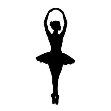 Ballerina releve arms overhead silhouette, ballet pose clipart